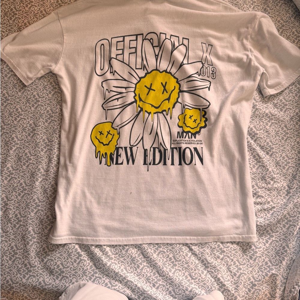 White Graphic Tee with Yellow Accents